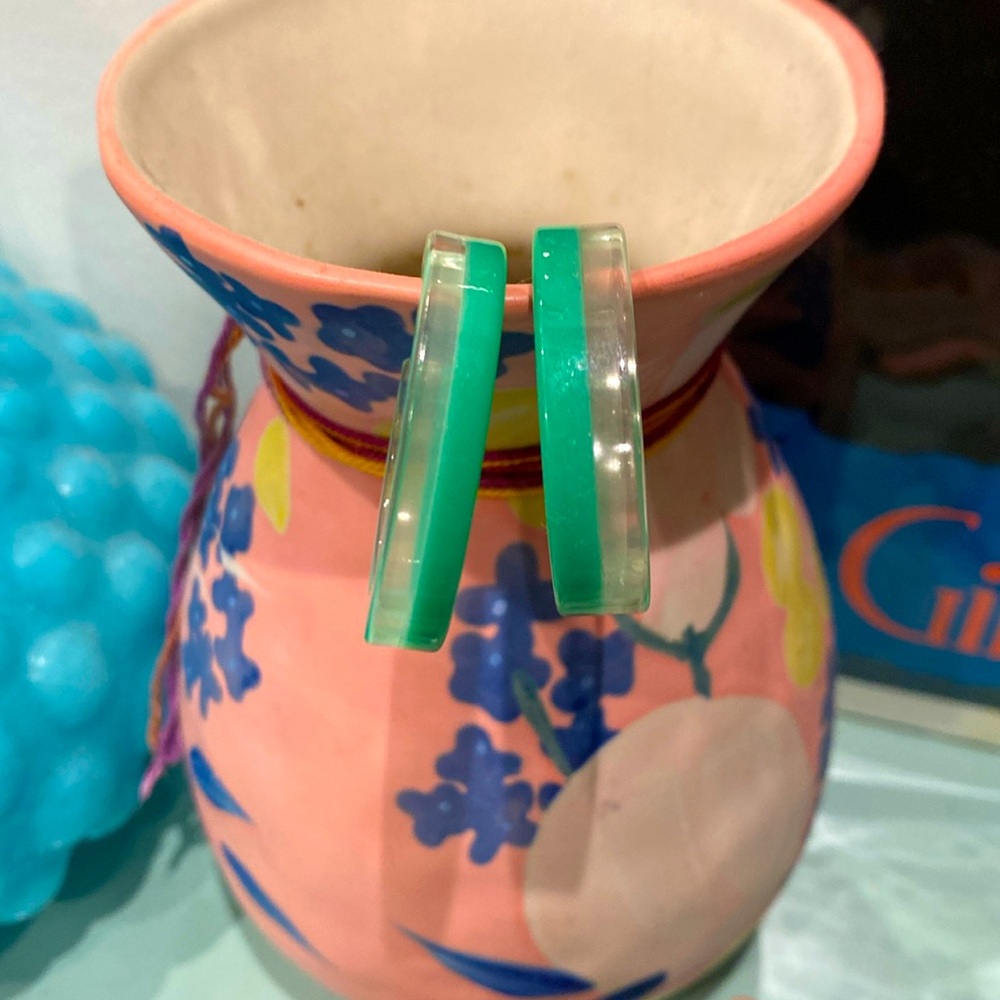 Aqua green hoop earrings
